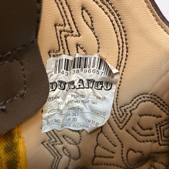 Durango Western Dark Brown Boys Cowboy Boots - Excellent Used Condition- Size 3